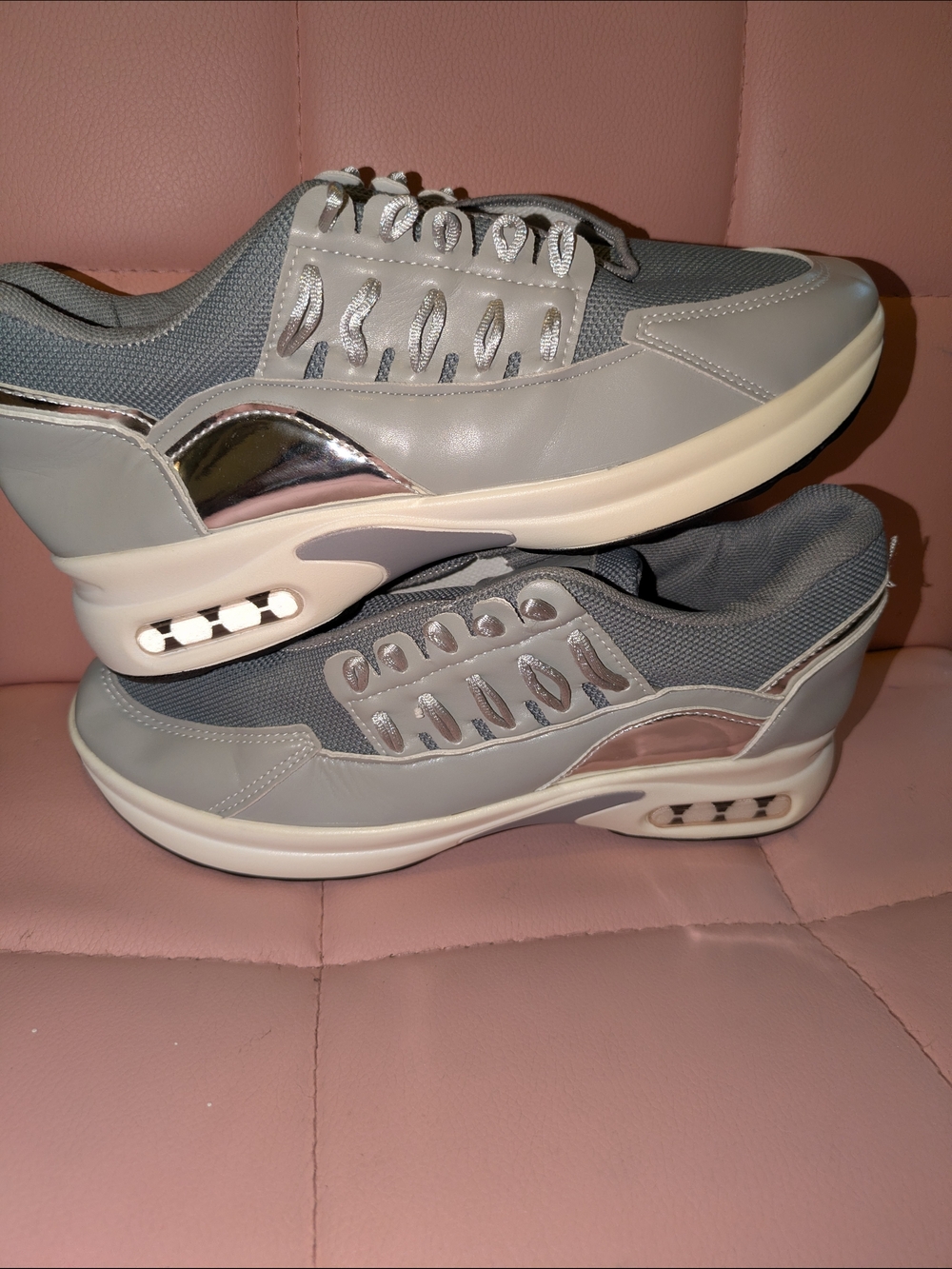 Women's Grey Athletic Platform Sneakers - Stylish Comfort